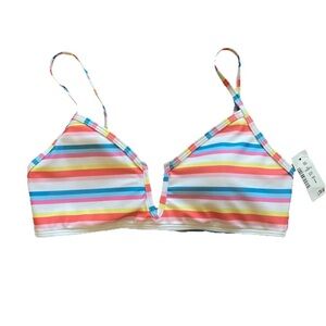 AEROPOSTALE Live Love Dream Rainbow Stripe Bikini Top Small New Partial Tags